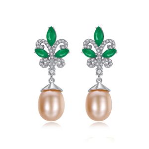 Boucles d'oreilles de perles bijoux exquis européen femmes vintage micro-ensemble zircon fleur S925 boucles d'oreilles haut de gamme haut de gamme pour femmes Gift de la Saint-Valentin SPC