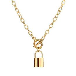 Nouveau rétro OT boucle serrure collier Simple couleur or Lasso cadenas collier pour femmes Punk Collares bijoux G1206233o