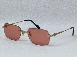 Nieuwe retro zonnebril met vierkante lens 0284 frameloze gesp met gesppoten, mode en eenvoudig ontwerp uv400 lichtgekleurde decoratieve brillen