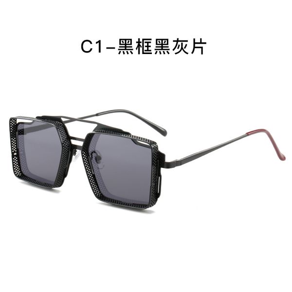 Lunettes de soleil rétro Steampunk pour hommes et femmes, boîte creuse en métal, tendance, Double faisceau, nouilles au mercure doré, fête, défilé, lunettes de soleil amusantes, dernière collection