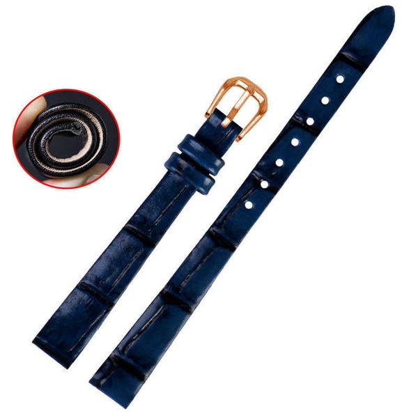 Nouveau style rétro universel petit cuir de montre de montre dames bracelet de bambou bracelet noir noir rouge bleu 6mm 8mm 10mm bracelet H0915