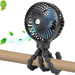 Nieuwe reup Stroller -fan Hand vastgehouden oplaadbare USB Badeless Small Folding Fans Mini Ventilator Silent Table Outdoor Cooler Neck Fan