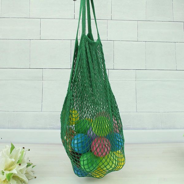 Nouveau sac d'épicerie réutilisable 14 couleurs grande taille Shopper fourre-tout maille filet tissé sacs en coton sacs à provisions portables sac de rangement à domicile EWA214