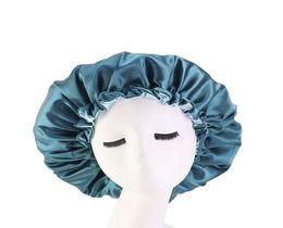 Nouveau capot satiné réversible Double couche réglable Taille de sommeil Couvre-tête de capuche Bonnet pour pour les cheveux bouclés Black6844196