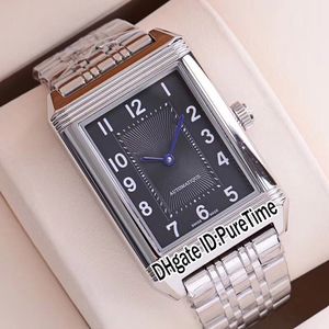 Nieuwe Reverso Klassieke Medium Dun 2588120 Automatische Herenhorloge Staal Case Black Dial Roestvrijstalen Armband Horloges Puretime E52B2