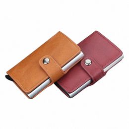 Nieuwe RFID anti-magnetische kaarthouders Smart Wallets Men Pu Leather Purse Vintage korte vrouwen portemonnees Mini Mey Bag O0PA#