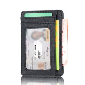 Nieuwe RFID-blokkerende lederen portemonnee voor heren Slanke creditcardhouder Zakelijke mannelijke draagbare mini-reisportemonnee voor de mens