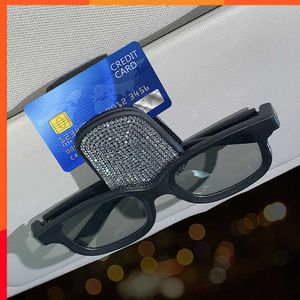 Nouveau strass voiture cristal porte-lunettes de soleil Auto pare-soleil étui à lunettes pince carte billet support attache lunettes voiture accessoires