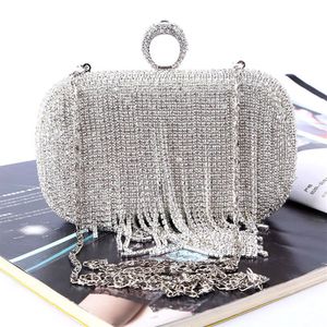 Nieuwe Steentjes vrouwen clutch bags diamanten kwastjes vingerring avondtassen kristal bruiloft bruids handtassen portemonnee bags302U