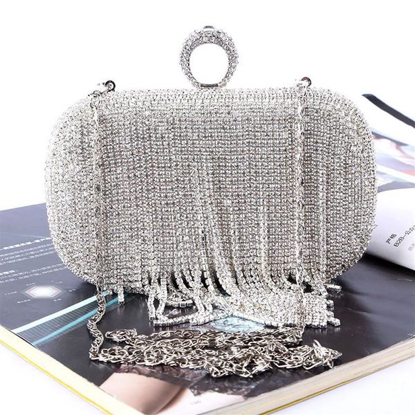 Nouveaux strass pochette pour femmes sacs diamants glands bague sacs de soirée cristal mariage sacs à main de mariée sac à main bag278Z