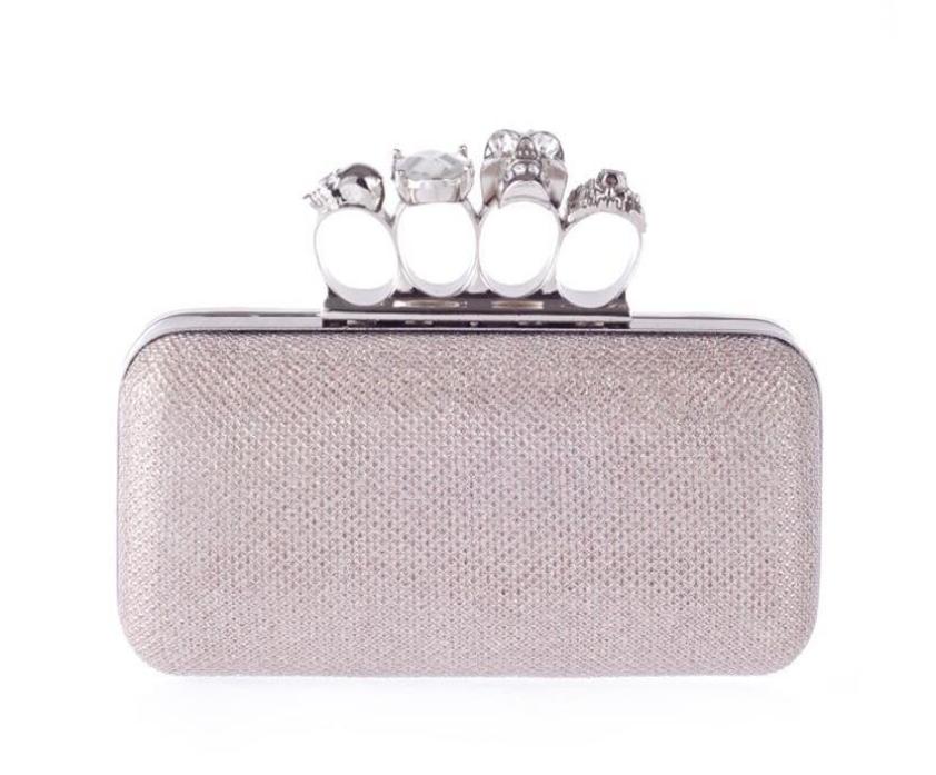 NEW Rhinestones women clutch bags diamonds finger ring Bridal Hand Bags crystal wedding bridal handbags purse bags holder2917689