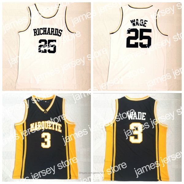 Nuevos jerseys de escuela secundaria Richards 25 Dwyane 3 Wade para hombre, camiseta de baloncesto cosida, uniformes deportivos transpirables de alta calidad