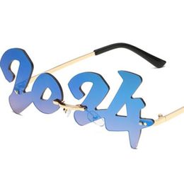 NOUVELLES lunettes de soleil sans monture unisexe lunettes de soleil numériques lunettes Anti-UV lunettes à Film couleur pour mascarade fête lunettes lunettes