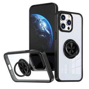 Nouveau anneau magnétique Magné de voiture Kickstand TPU acrylique PC Téléphone Back Back pour iPhone 15 Pro Max 14 plus 13 12 11 XS Max 15pro 14pro Protection Cover