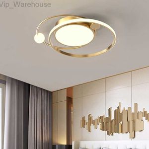 Nouvel anneau rond or conception Simple télécommande lumière moderne Led lustre pour chambre salon cuisine étude plafonnier HKD230825