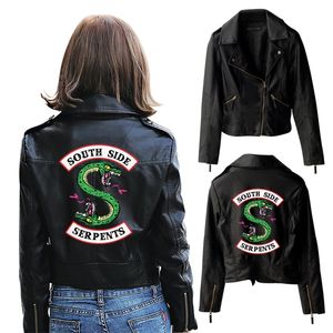 Nouveau Riverdale PU imprimé Southside Riverdale Serpents Veste Femme Riverdale Serpents Streetwear Veste en cuir personnalisé 201112