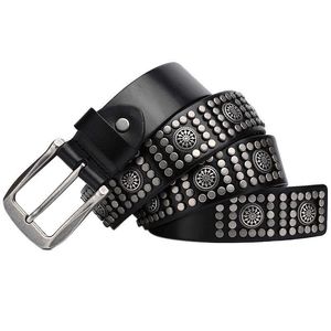 Ceinture en cuir neutre à rivets pour hommes et femmes, style punk, personnalisée, à la mode, pour jeans, largeur 3.8cm, nouvelle collection