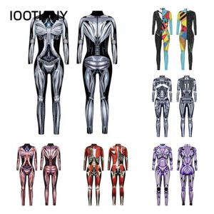 Nouveau Robot Armor 3D impression numérique os musculaires collants Zentai femmes Halloween fête Cosplay body Sexy 2023
