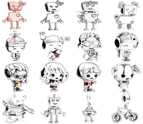 Nouveau Robot chien 925 en argent Sterling breloque garçon fille émail pendentif perle convient Bracelet bricolage pour femmes bijoux accessoires No0139548195