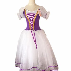 Nouveau romantique Tutu Giselle Ballet Costumes filles enfant Velet longue robe en Tulle Skate ballerine robe manches bouffantes Chorus300F