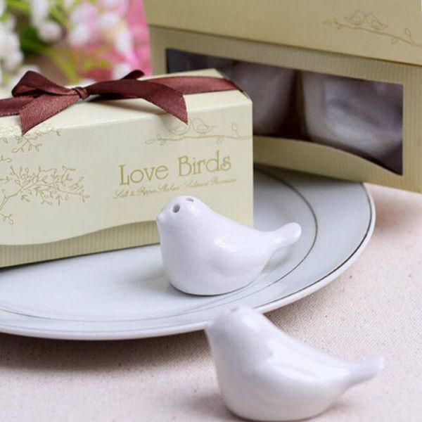 Nueva boda romántica Cute Love Birds Salero y pimentero para bodas y fiestas Favores Recuerdos Regalos