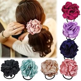 New Rose Flower Elastic Rubber Band Scrunchies Coil Corde Clope Satin Ties Coat-coiffure Polt queue de coiffure Accessoires