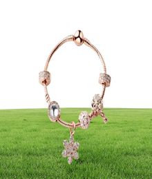 Nouvelle rose Gold Loose Perles Snowflake Pendant Bangle Charm Bread Bracelet pour fille bijoux de bricolage comme cadeau de Noël89098271079401