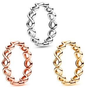 Nieuwe Rose Gouden Ringen Vergulde Luxe Trouwring Merk Designer Eeuwig Symbool Mode Meisjes Liefde Paar Ring Gift Sieraden Groothandel