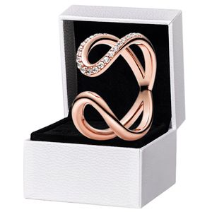 Bague infini ouverte enveloppée d'or Rose pour femmes et filles, bijoux de fête à la mode, boîte originale pour Pandora, bagues en argent 925 véritable, nouvelle collection