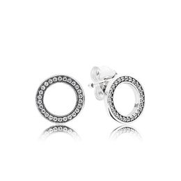 Nouveau ronde Boucles d'oreilles Eternal avec des diamants CZ pour Pandora Argent 925 Mode vintage sauvages Boucles d'oreilles de femmes avec la boîte