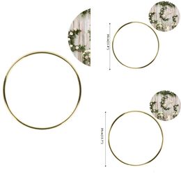 Nieuwe Ronde Bloemen Hoop Krans Rame Bruiloft Engagement DIY Dream Catcher Muur Opknoping Ambachtelijke Metalen Ring Voor Tafeldecoraties