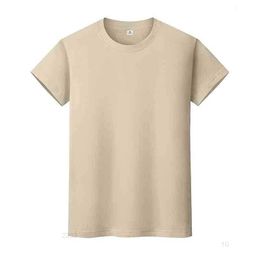 Nueva camiseta de color sólido con cuello redondo, camisa de fondo de algodón de verano, manga corta para hombres y mujeres, media manga TR4TTCR7i