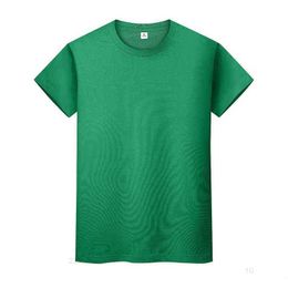 Nueva camiseta de color sólido con cuello redondo, camisa de fondo de algodón de verano, manga corta para hombres y mujeres, media manga I68O3NA1i