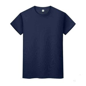 Nouveau col rond couleur unie T-shirt été coton chemise à manches courtes hommes et femmes demi-manches WN1JYOOYi