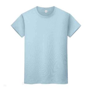 Nieuwe ronde hals effen kleur t-shirt zomer katoen bottoming shirt korte mouwen heren en dames half mouwen 5qo