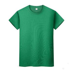 Nieuwe ronde hals effen kleur T-shirt zomer katoenen dieptepunt shirt korte mouwen heren en dames halve mouwen 726ZLZNRi