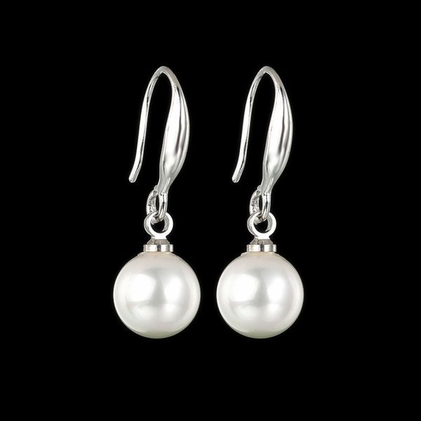 Nouvelles boucles d'oreilles de perles de coquille ronde mode cubique 3a zircon boucles d'oreilles en perles boucles d'oreilles à crochet pour les femmes portant quotidiennement 2467