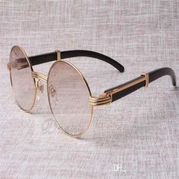 Nieuwe ronde zonnebril bril 7550178 natuurlijke zwarte hoek mannen en vrouwen zonnebril bril maat 55-22-135mm eyeglasses3079