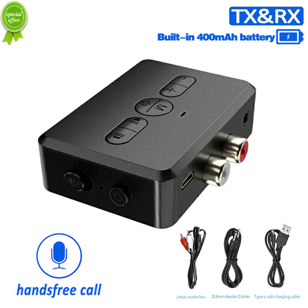 RT01 NEW Bluetooth 5.0 جهاز إرسال جهاز استقبال 2-in1 محول الصوت 5V RX+AUX لإطلاق BT CARE CAR Handsfree Call Radio