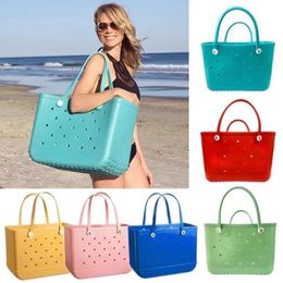 Nuevas bolsas de playa de goma Bolsas de almacenamiento EVA Playa de goma de gran tamaño con orificio Bolsa de mano de silicona abierta duradera impermeable a prueba de arena para deportes de piscina en la playa al aire libre