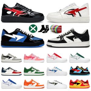 Diseñador Bape Sta Bapesta SK8 Calzado casual Low Baped para hombre Zapatillas de deporte Charol Negro Blanco Azul Camuflaje 【code ：L】Jogging Entrenadores Sports Star Logo