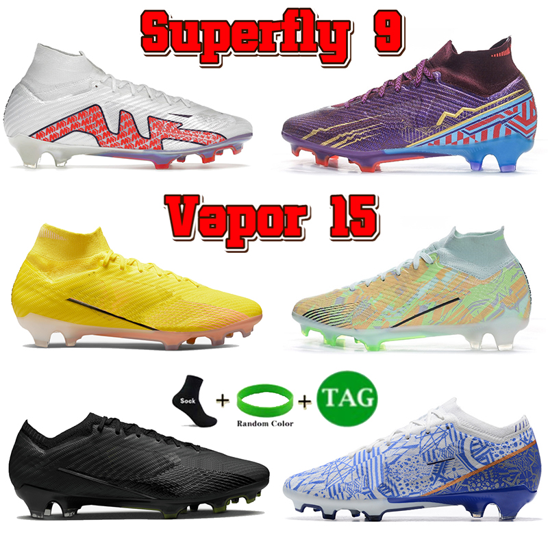 2023 Soccer Shoes Mens Football Boots Designer FG Cleats Sneakers Mercurial Superfly 9 Vapor 15 Elite fg White Concord yellow aridk