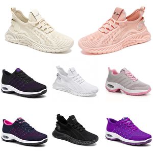 Nouvelles chaussures de course à pied en randonnée pour femmes chaussures plates softs semelle mode violet blanc noir confortable sport couleur bloquer Q21-1 1 35 wo