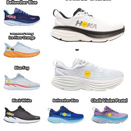 Nouvelles chaussures de course Hokah chaussures triples noir blanc brouillard bleu hokad orange menthe rose violet poire lilas marbre Clifton 9 Bondi 8 pour hommes baskets des femmes