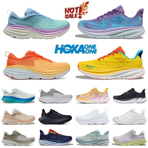 Nouvelle course Shoeshokah Blue brouillard orange menthe rose rose violet jaune poire lilas marbre hokka clifton 9 bondi 8 hok mens concepteurs baskets drawns entraîneurs eur 36-45