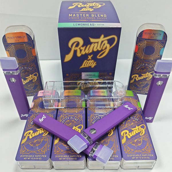 Nuevo runtz x litty dabwoods vape pluma desechable cigarrillo electrónico runty vacío 1 ml desechables vapes e cig cartucho bobina de cerámica con paquete batería recargable de 280 mah