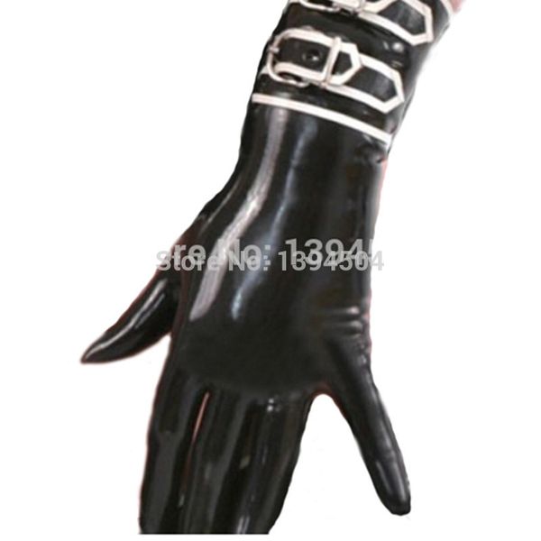 Nuevo Traje exótico apresurado Venta caliente Mujeres sexy Guantes de látex Fetiche Envío gratis 100% Corto hecho a mano con hebillas 201022