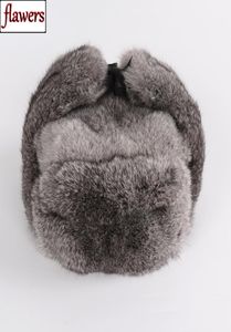 Nouveau hiver russe Unisexe Real Rabbit Fur Bomber Hat Men de lapin naturel 100 chapeaux de fourrure de lapin naturel PELT MAL PELT VÉLICATION DE LABBIT CAP 25515847