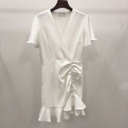 Nouveau S-andro Robe plissée à encolure en V Fit Slit A-line Maxi Dress pour femme