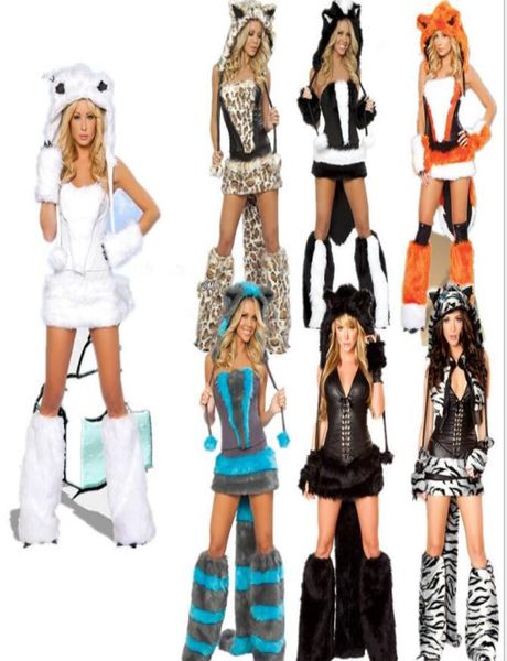 Nuevo s sexy disfraces animales para el uniforme de halloween mujeres sexy gato gato cola grande leopardo fiesta de baile cosplay2047522